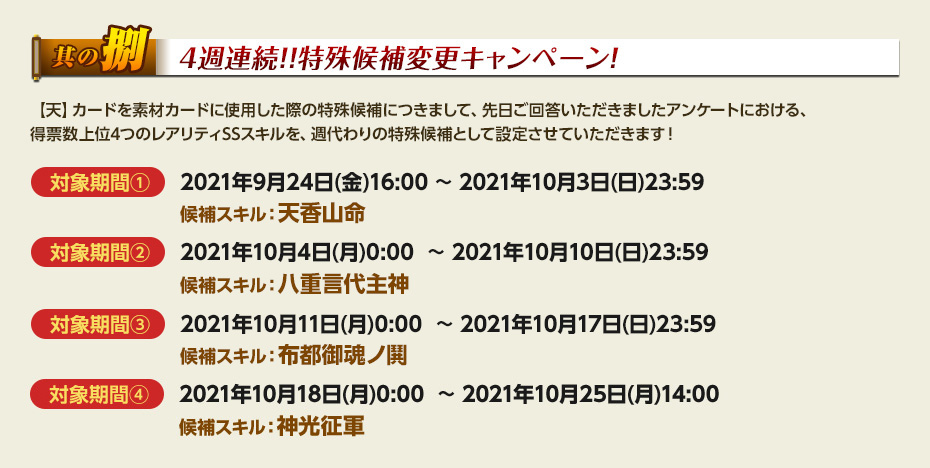 4週連続!!特殊候補変更キャンペーン!
