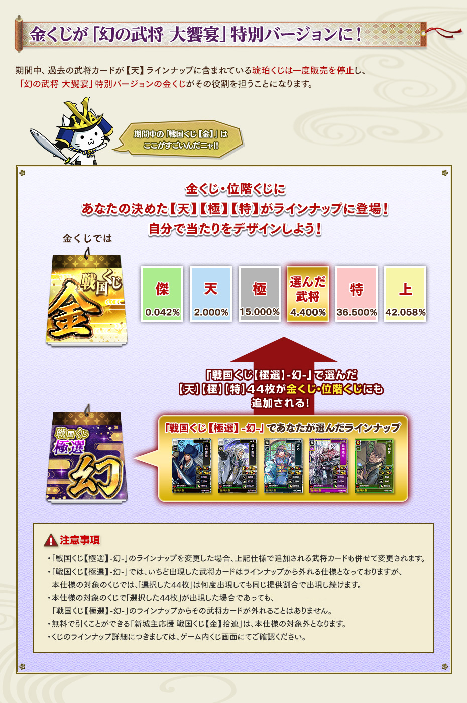 金くじが「幻の武将 大饗宴」特別バージョンに！