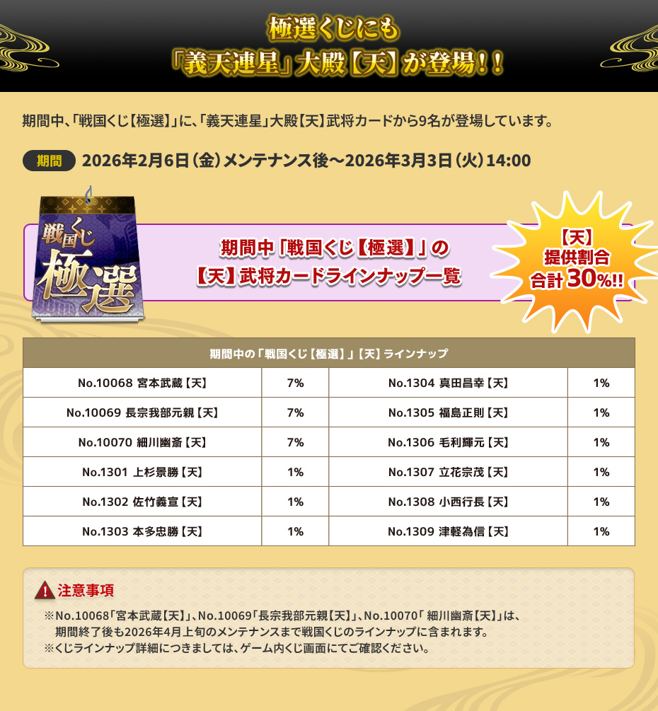 極選くじにも 「義天連星」大殿【天】が登場！！