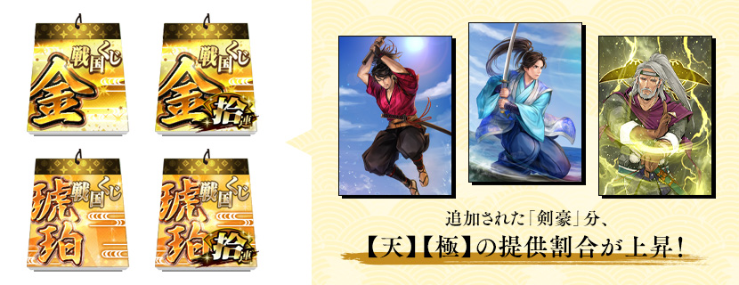 追加された「剣豪」分、【天】【極】の提供割合が上昇！