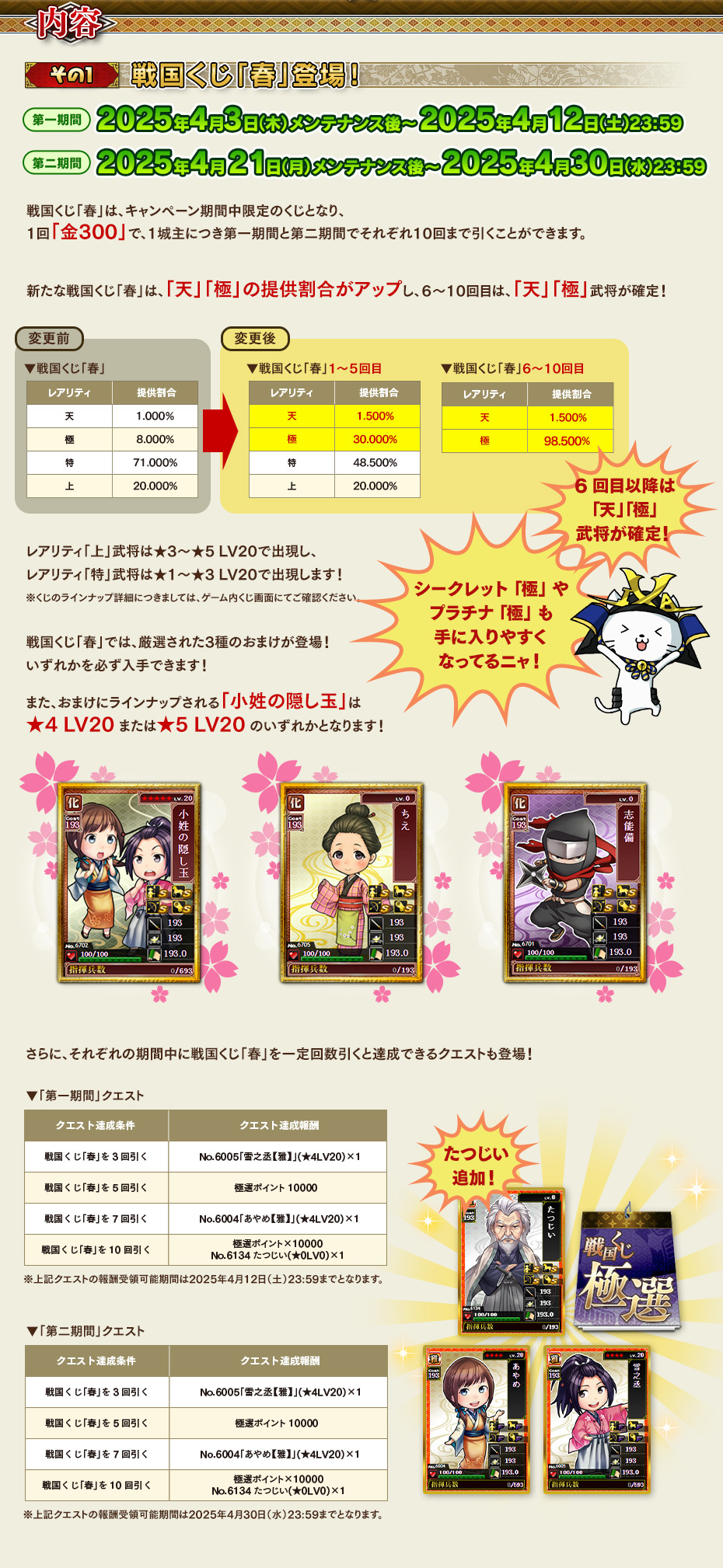 【その1】 戦国くじ「春」登場！