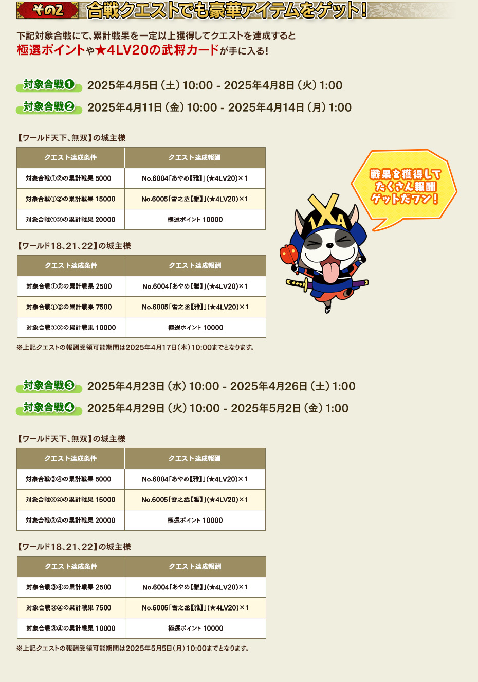 【その2】 合戦クエストでも豪華アイテムをゲット！