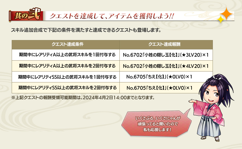 【その弐】 クエストを達成して、アイテムを獲得しよう！