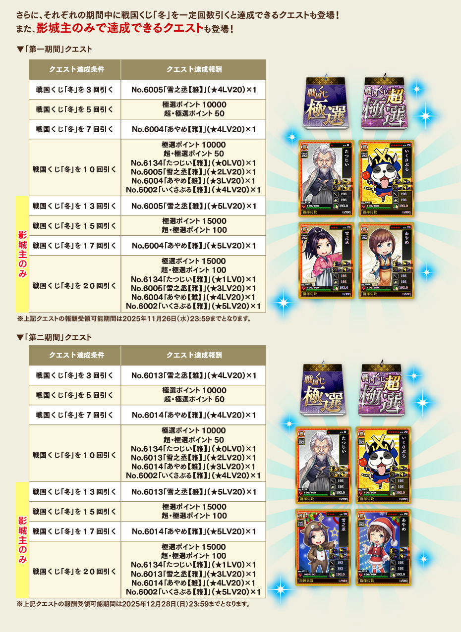 【その1】 戦国くじ「冬」登場！